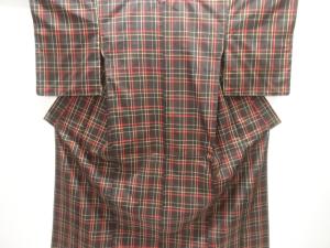 格子織り出し米沢紬着物アンサンブル